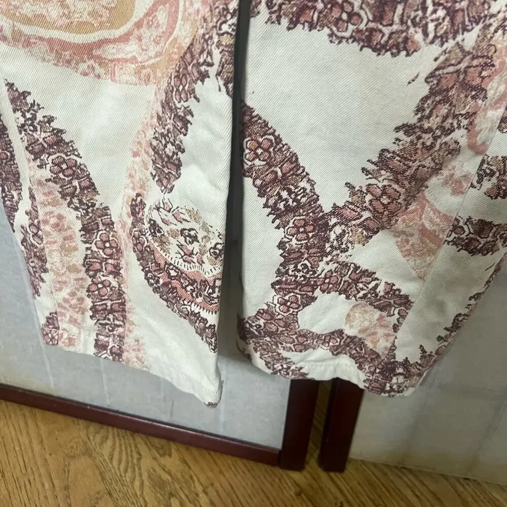 We The Free Cream and Brown Paisley Jumpsuit